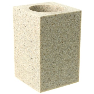 Toothbrush Holder Square Free Standing Toothbrush Tumbler in Natural Sand Finish Gedy OL98-03